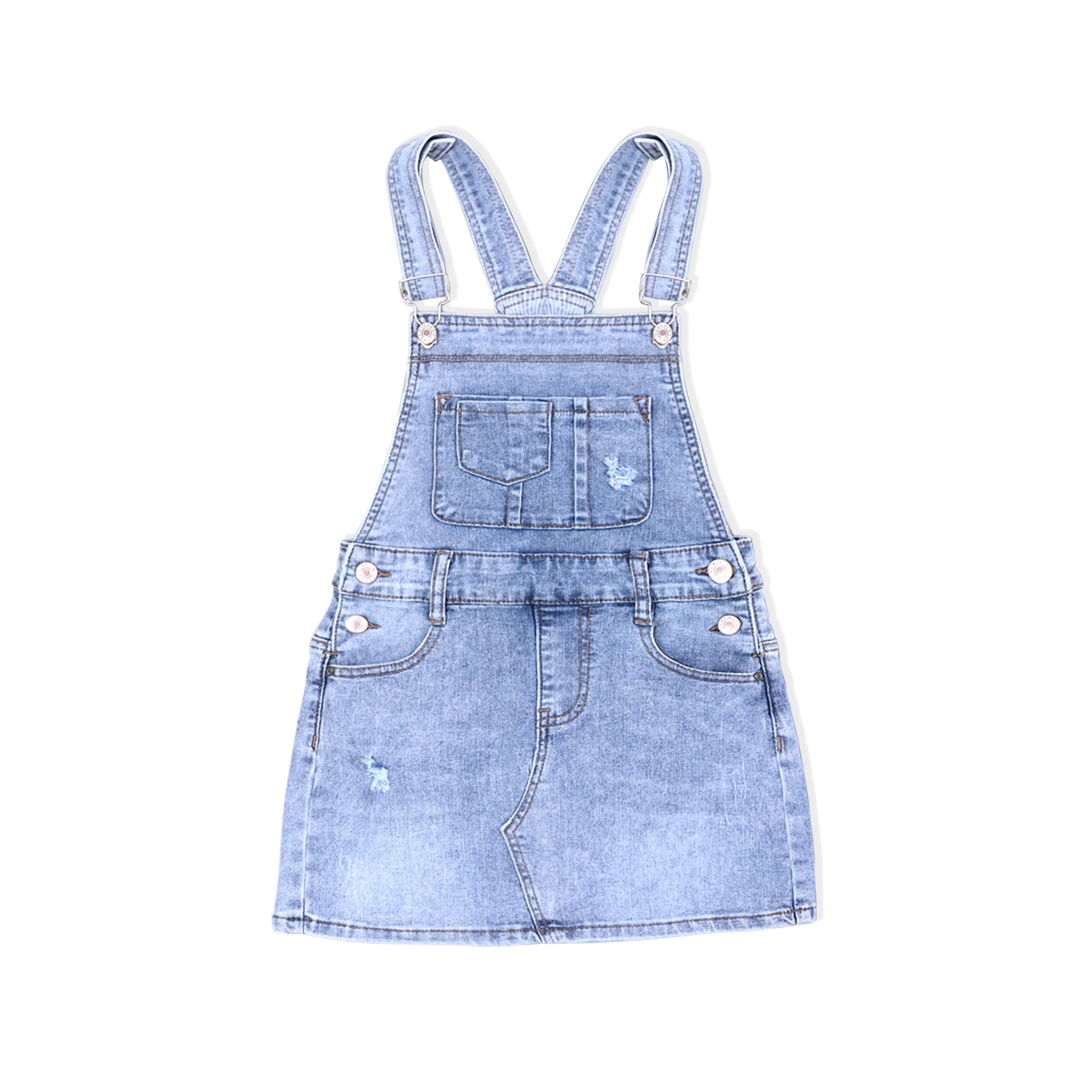 Wholesale high quality short kids denim Dungarees girls clothes overalls Custom 100 Cotton OEM Fashion Summer strap girls jeans