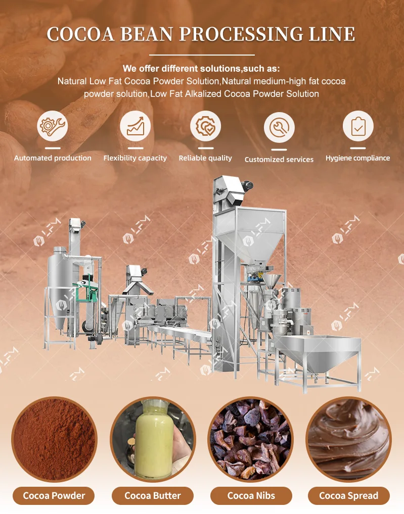 Low Fat Cocoa Powder Production Line Solution Provider Alkalized Cocoa Powder Making Machine Manufacturing