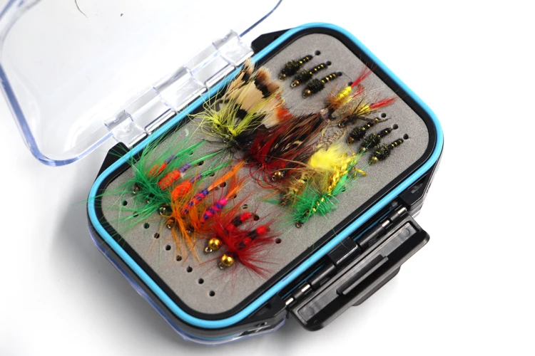 2023 Hot Selling Fly Fishing Box Two-Sided Waterproof Lightweight Fly Box Easy Grip Transparent Lid Fly Fishing Lures Box