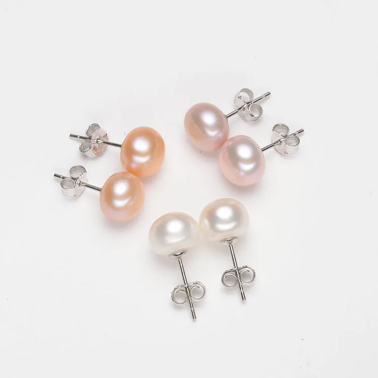 100% Genuine Pearls Stud Earrings Fashion Natural Freshwater Pearl Earrings Jewelry Gifts for Women Party Wedding Accessories