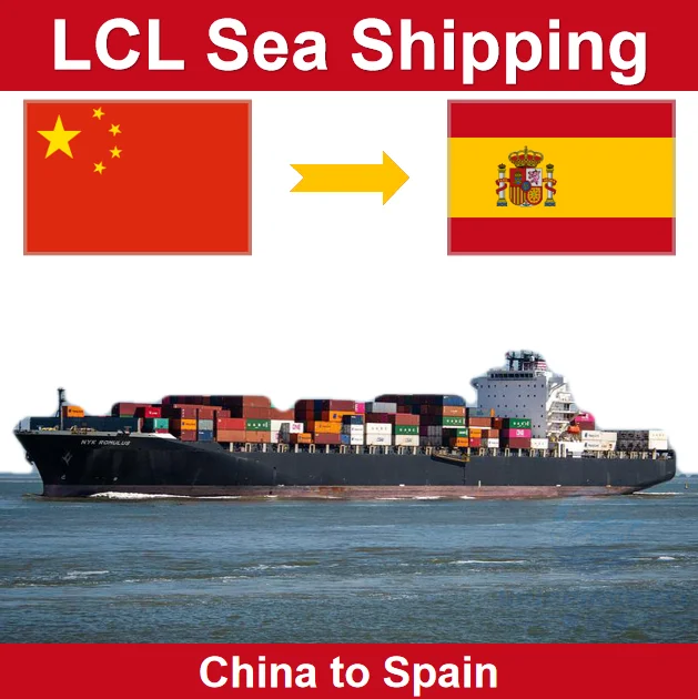 Sea Freight Shipping LCL From Shenzhen Guangzhou Shanghai Ningbo China to Spain by Door to Door and Customs Clearance Services