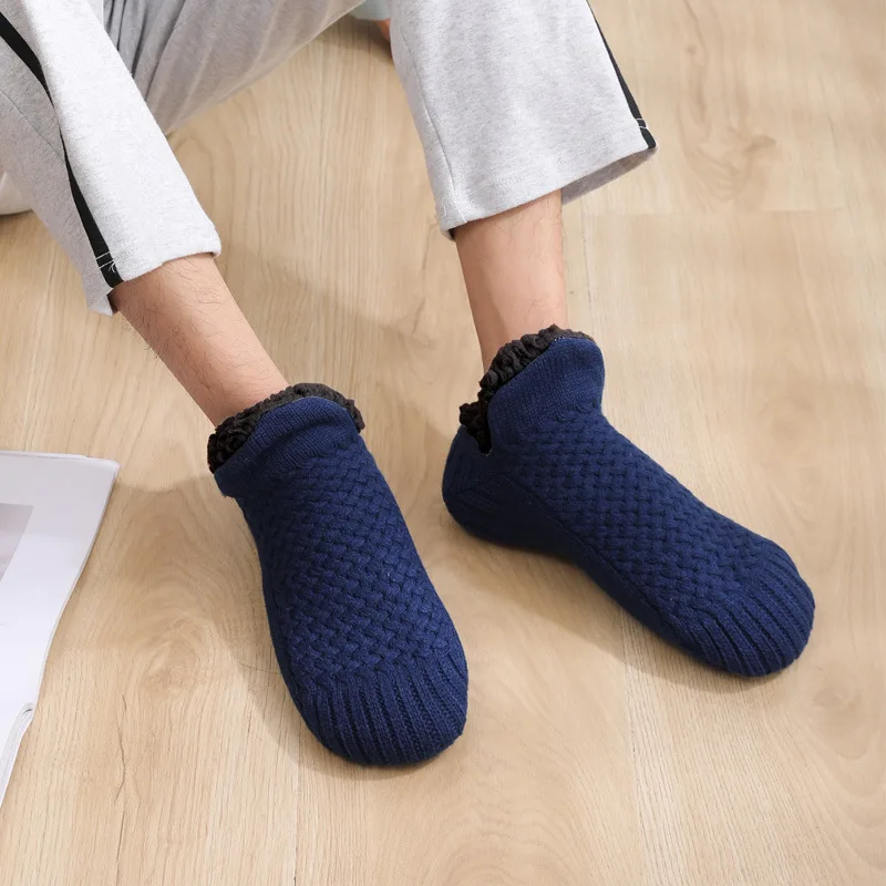 2022 New casual comfy warm cable-knit woollen plush slippers shoe antislip Indoor house floor socks women men unisex 9 colors
