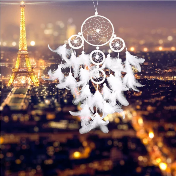 Wholesale Handmade Boho Hanging Feather Dream Catcher for Car Home Room Door Wall Art Party Decor Ornament Gift Craft DIY Kit