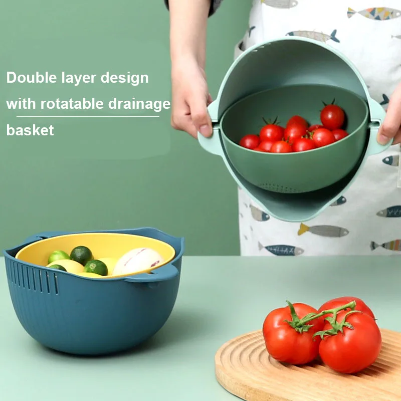Original Design New Product Minimalist Style Vegetable Fruit Washing Bowl Kitchen Plastic Drain Basket