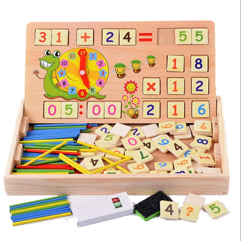wood counting stick multifunction sets Montessori wooden learning tablets