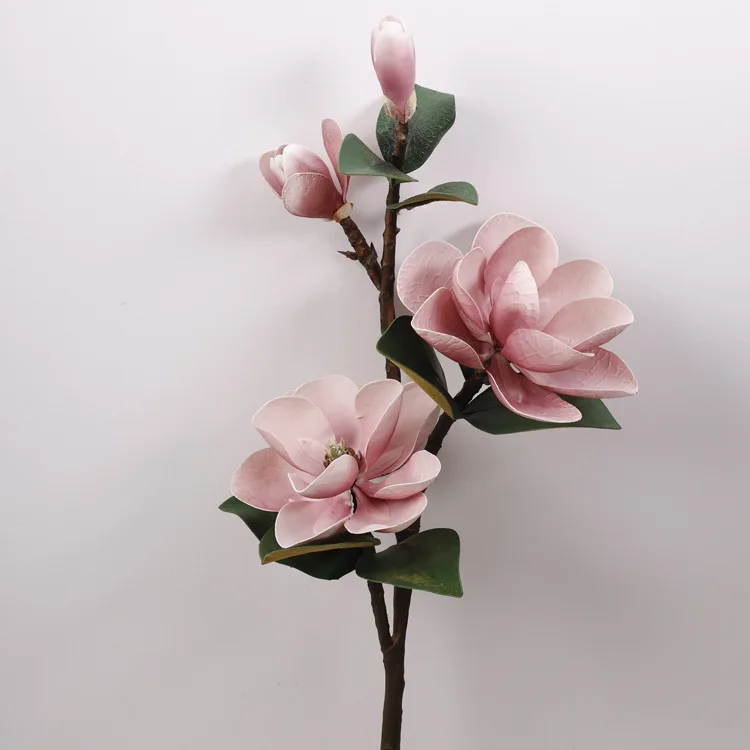 Best Selling 4 Branches 4 Heads Faux Magnolia 90cm Long Real Touch Magnolia Artificial