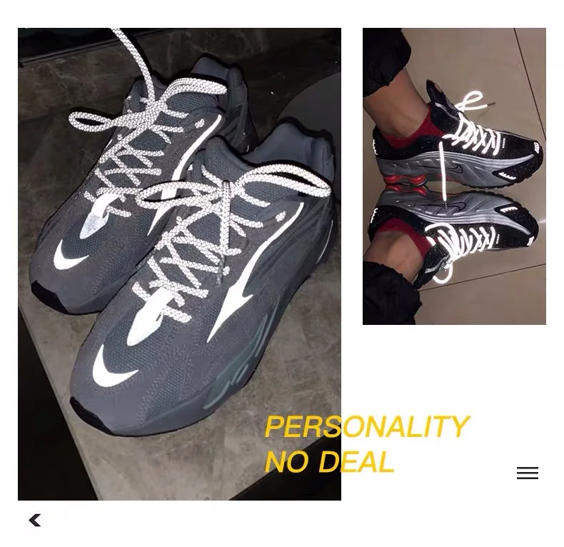 Wholesale shoe laces package reflective shoelace for yeezy shoe