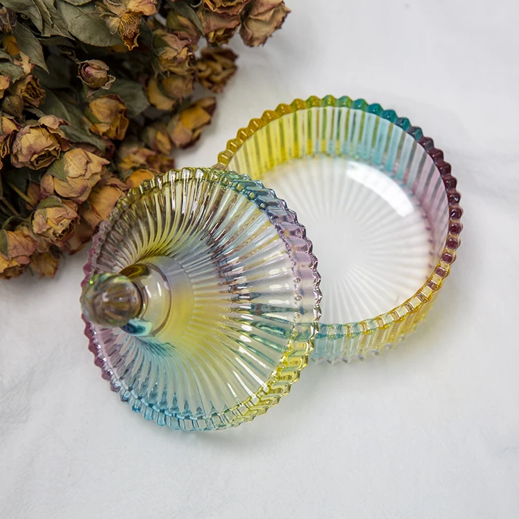 Luxurious Shiny Natural Wholesale Frosted Clear Candle Container 200Ml 350Ml Colorful 500Ml Glass Candle Jar For Candles