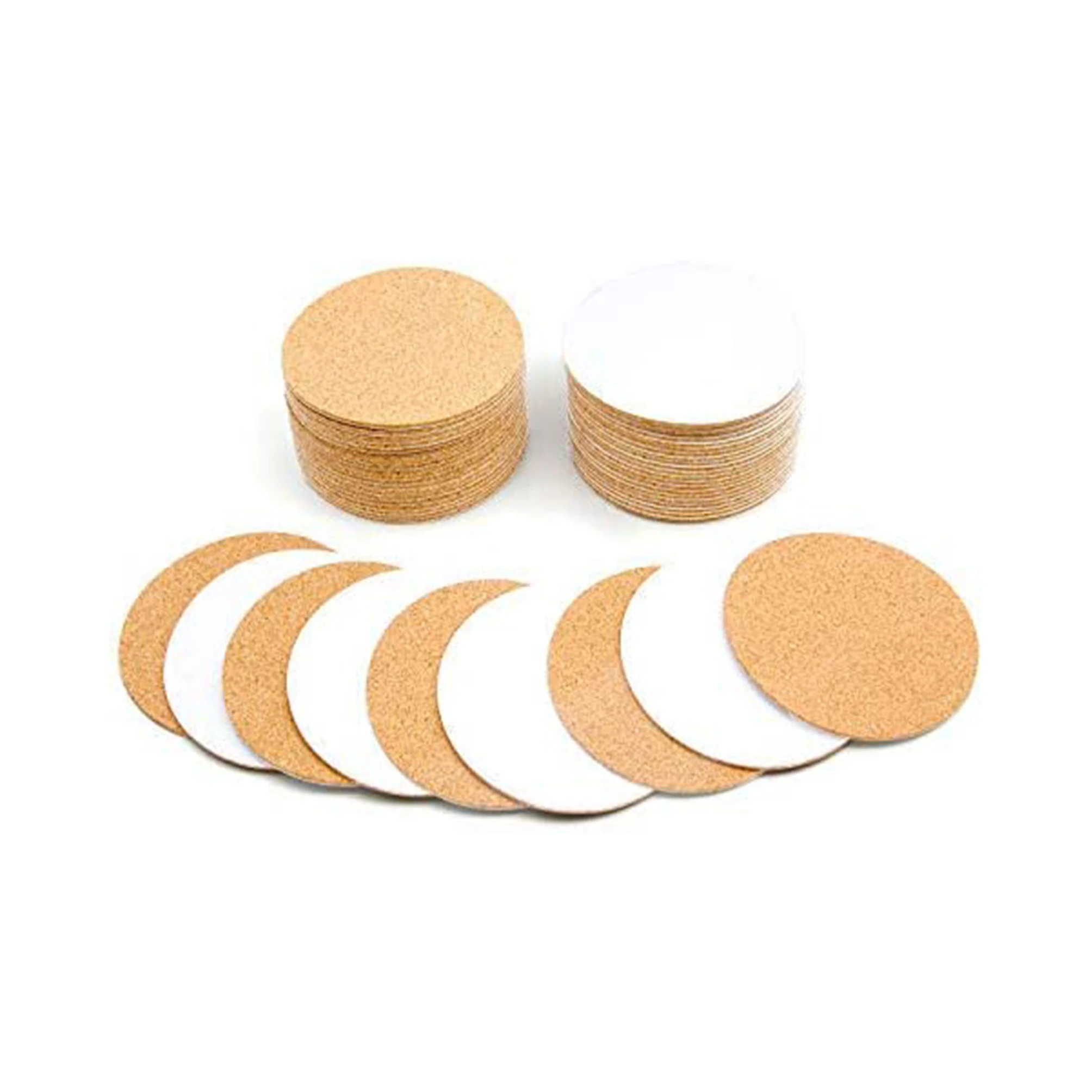 Self-Adhesive Cork Round for DIY Coasters, Circle Cork Tiles Mat, Cork Sheets with Strong Adhesive-Backed