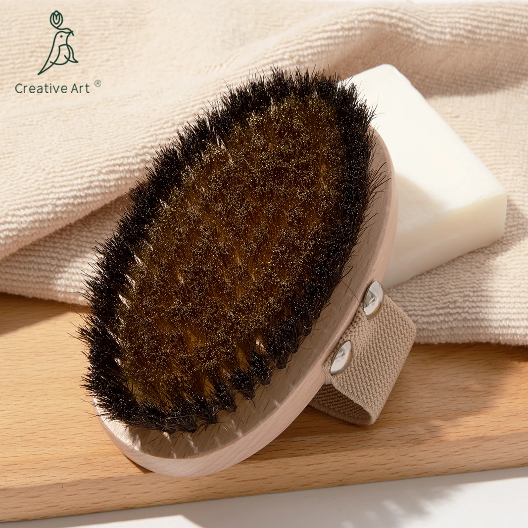 Wholesale Skin Wet Or Dry Shower Brush Black Body Bath Brush With Soft Boar Bristle  Buy Private Label Dry Skin
