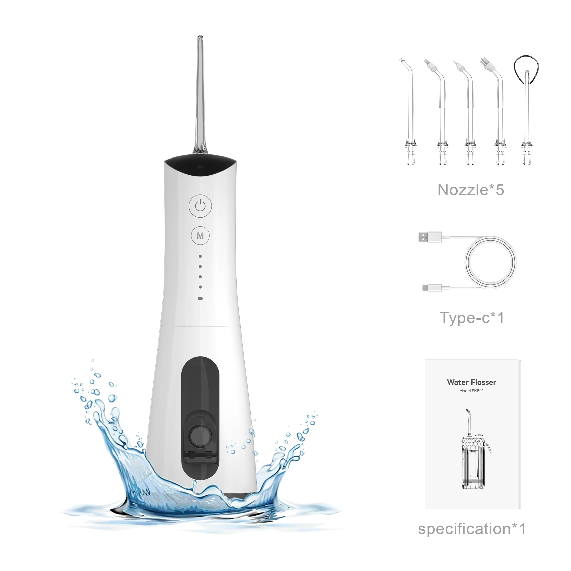 High-Pressure Dental Flosser with 50-150 PSI & IPX7 Waterproof  230ml Rechargeable Root Canal Irrigation Needle
