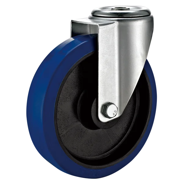 Европейская промышленная Поворотная Верхняя Пластина Колесико с синим эластичным резиновым колесом с общим тормозом