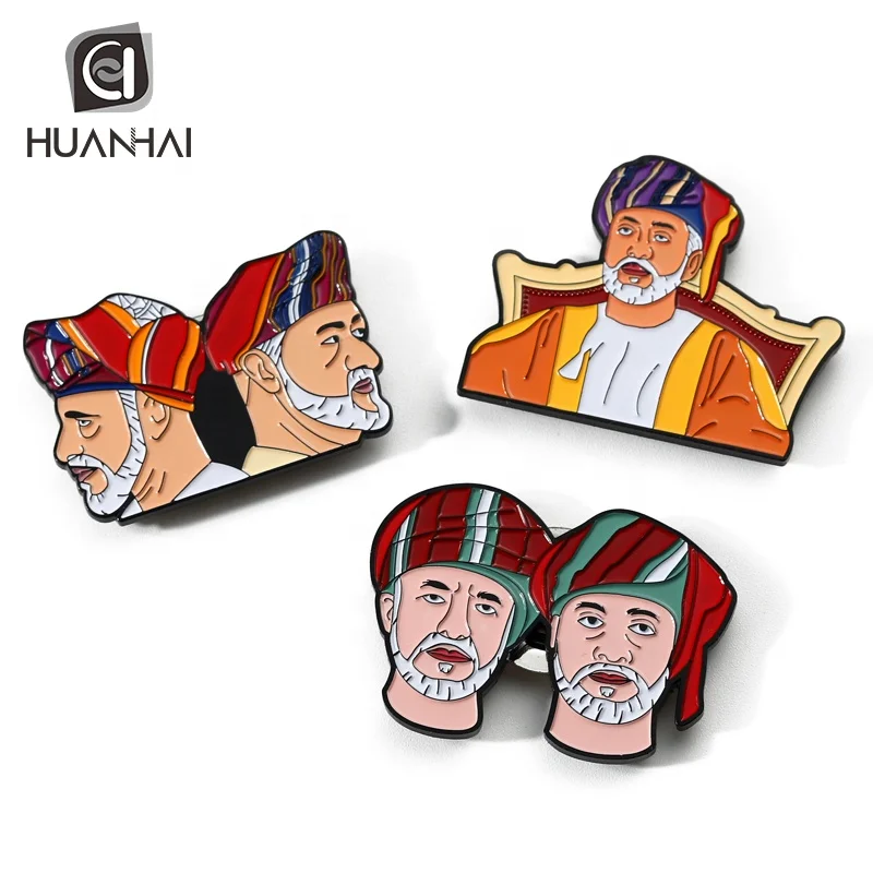 customized similar design black nickel metal soft enamel logo oman national day lapel pin badge