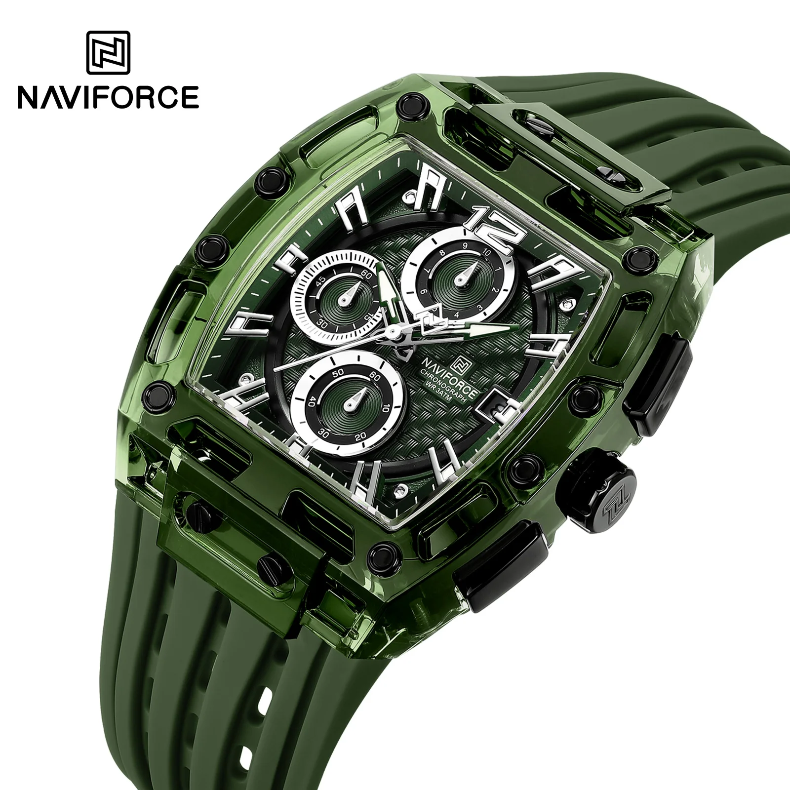 NAVIFORCE 7105 New Design Transparent  Watch Men Quartz Man Watches Waterproof Luxury Sport Out Door Chronograph Clock