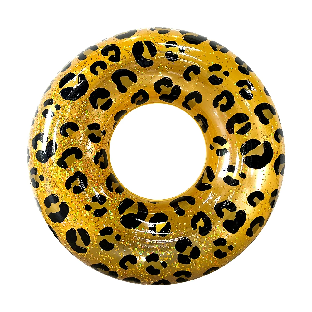 Custom Leopard Transparent Inflatable Swimming Ring Pool Float Toy for adult