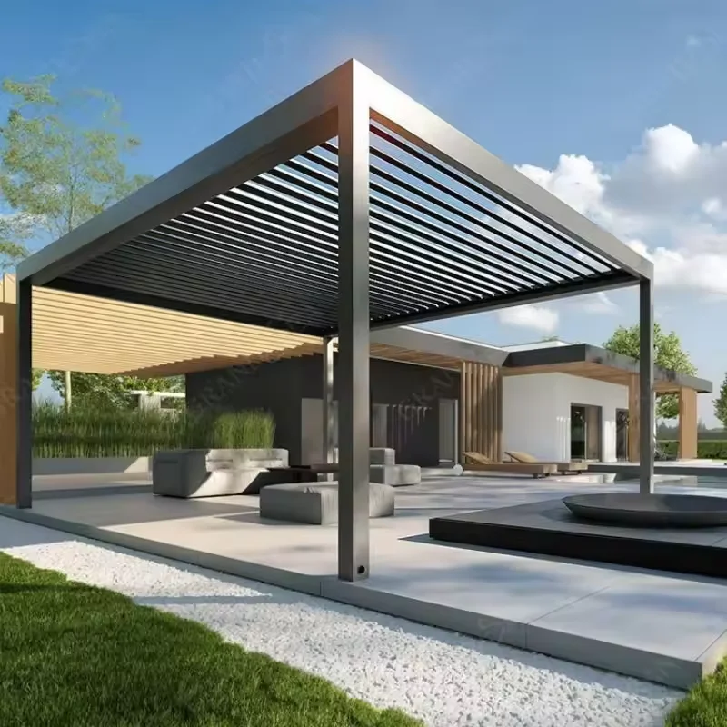 All Season Electric Blinds Aluminum Gazebo Canopy Garden Gazebo Aluminum Gazebo Outdoor Blinds Thermal Insulation Pergola