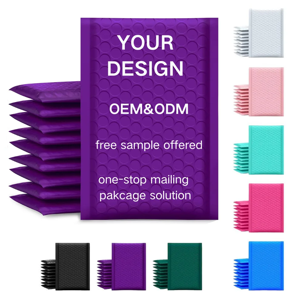 Factory OEM Purple Padded Envelopes Poly Mailing Mail Mailers Bag Eco-Friendly Bubble Mailer Shipping Bag With Logo Custom
