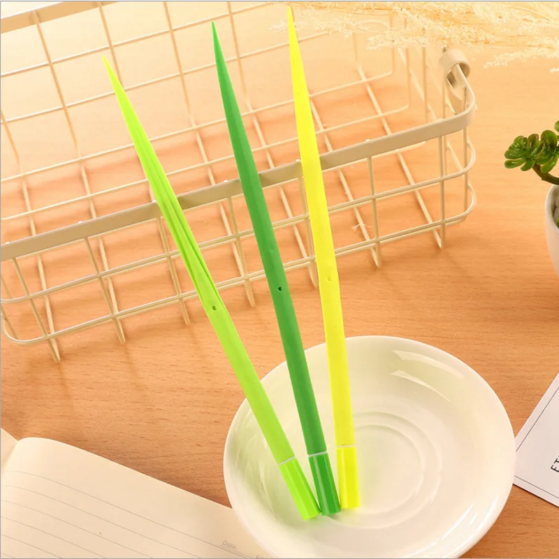 New style Fashion Cheap Gel Refill Green Barrel Flexible Plastic Novelty Pen Leaf Pen