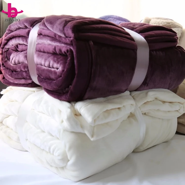 China Supplier New Products Grey Color Super Warm Soft 2ply Luxury Bedding Set Fuax Fur Thick Throw Mink Fleece Flannel Blanket