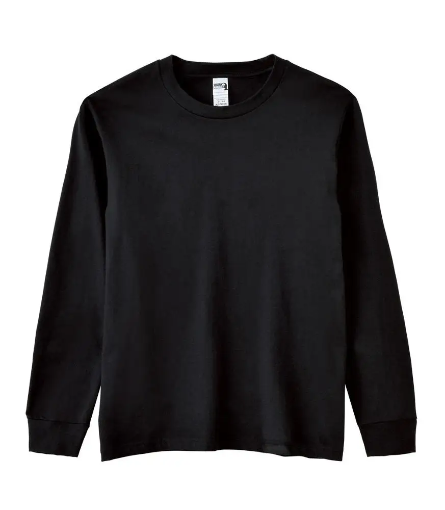 Custom Logo Printing 100% Cotton Long Sleeve Round Collar Solid Color T-shirts For Men