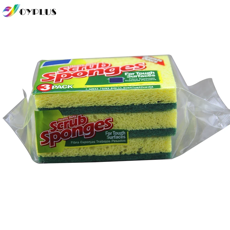 
2 Pack Cooking Ware Sponge 100% Natural Cellulose Sponge Scourer For Tough Surface Heavy Duty Scrub Sponges 