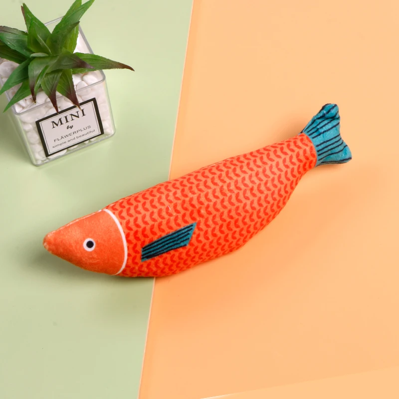 Cat Funny Cat Pillow Cat Plush Fish Toy Self-playing Plush Printed Toy New Fish Sound Toy