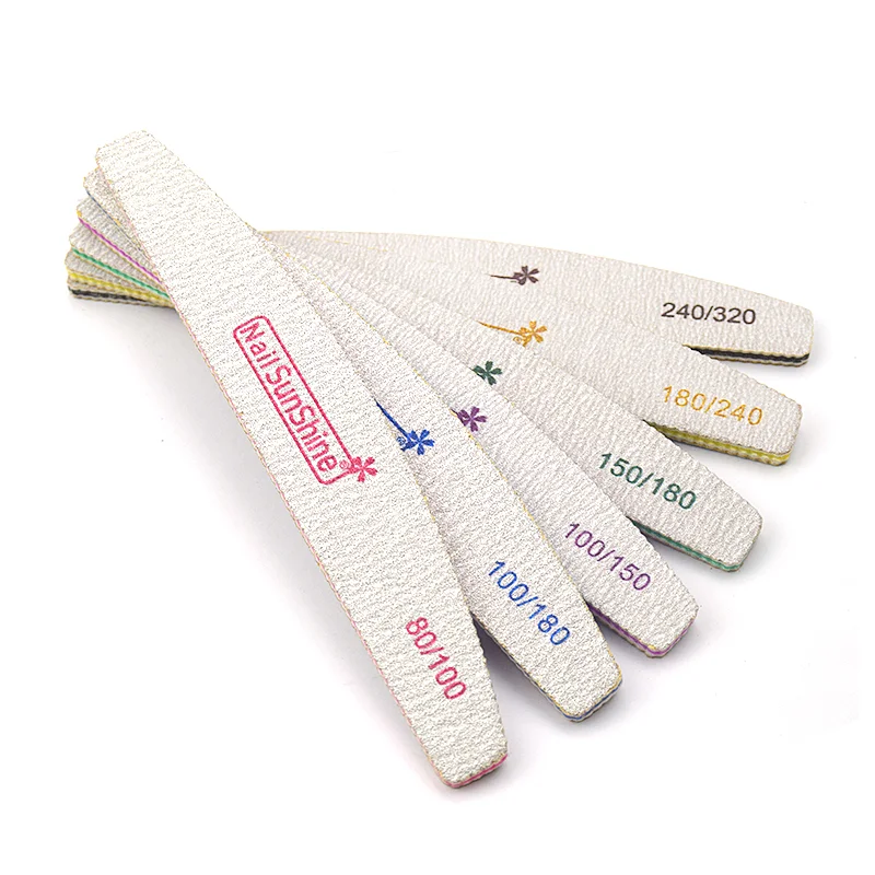 50pcs Nail File Nail Sunshine Strong Sandpaper Washable 80/100/150/180/240/320 Buffer Block For Manicure Emery Board Boat Files