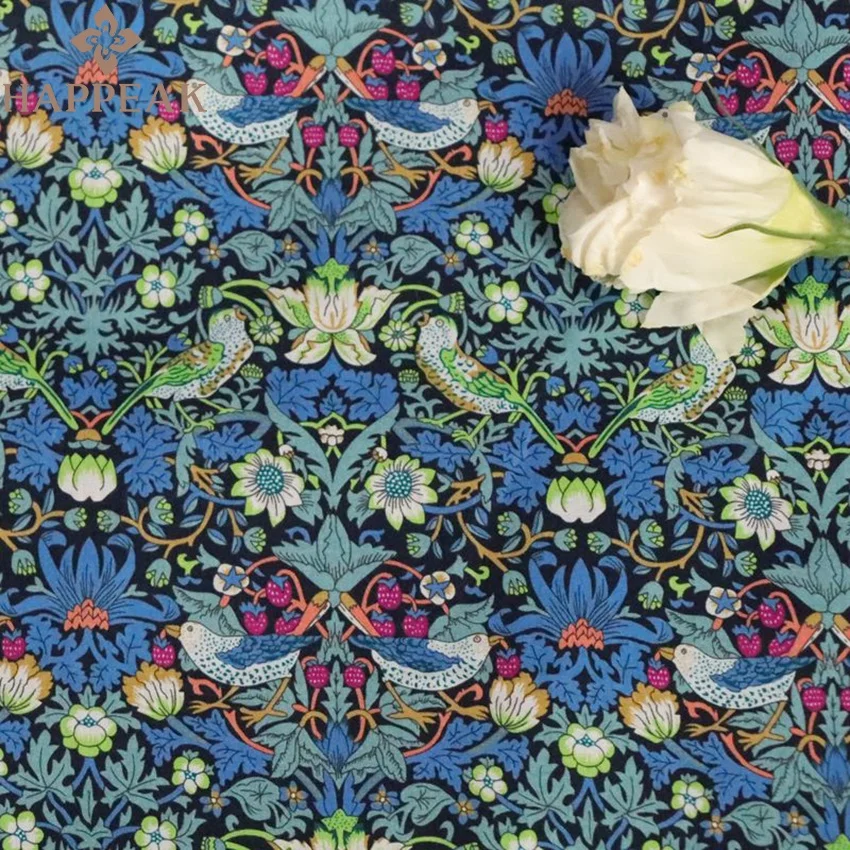 HAPPEAK breathable 100% cotton fabric liberty london tana lawn custom material digital printing floral fabric for dress
