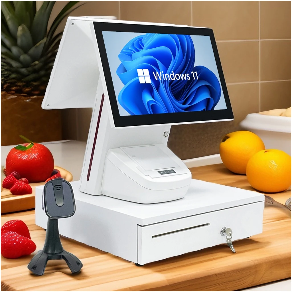 JESEN POS Hot 15.6' Windows Android Cash Register with 80mm Printer and Wifi Supermarket Touch Screen System