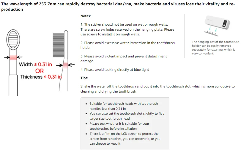 toothbrush sterlizer dental sterilizer UVC-Light Sanitizer