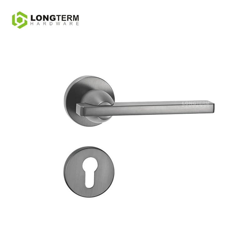 Zinc Alloy Round Rosette Metal Lever Modern Luxury Gold Chrome Internal Door Handles Mortise Door Lock Handle with Computer Keys