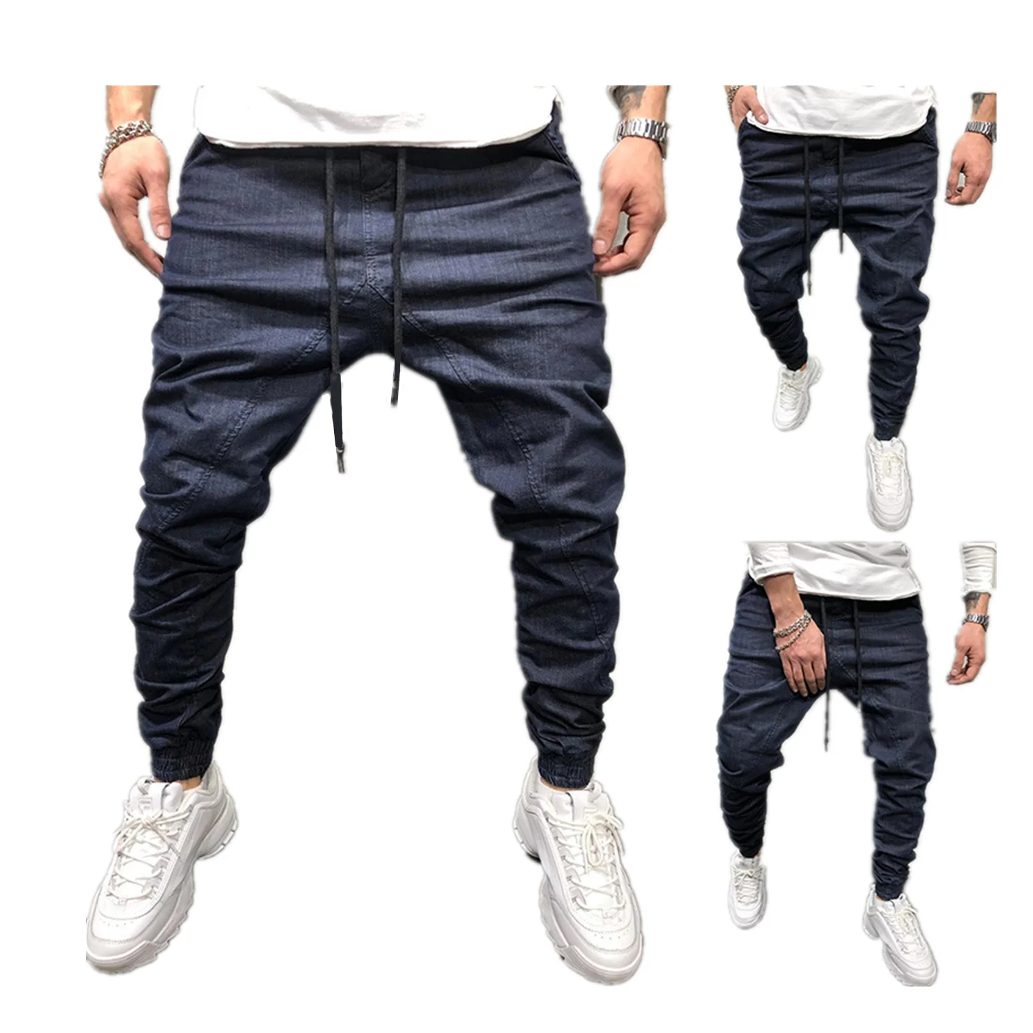 2021 Панталоны тонкого покроя джинсовые наборный мужские джинсы больших размеров