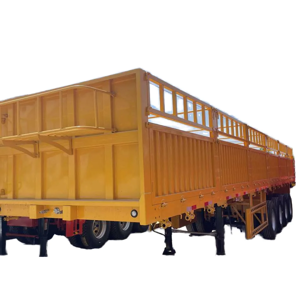 Heavy Duty 3 Axle Truck Semi Trailer with Stake Sidewall for Cargo Transport featuring 12R22.5 Tyre