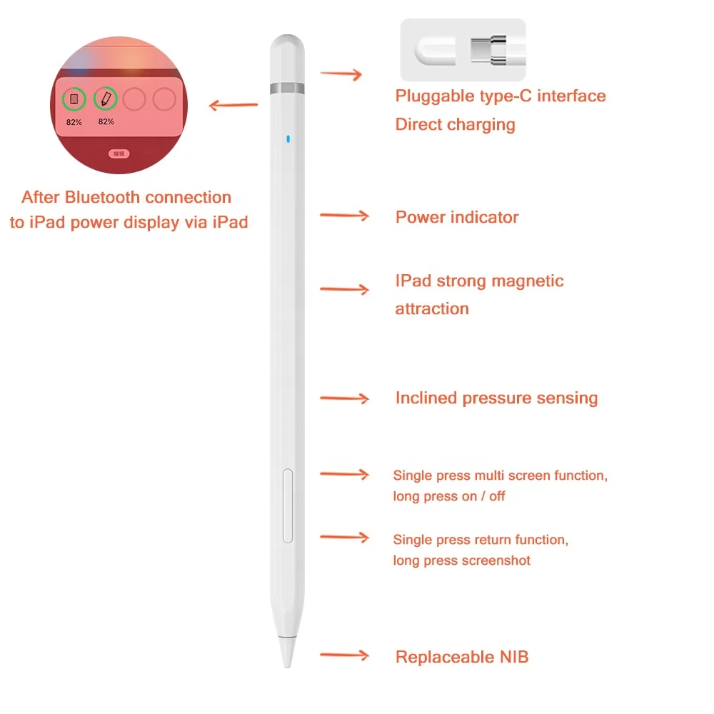 Оптовая продажа перезаряжаемый стилус ручка для iPad активный планшета Apple отвода