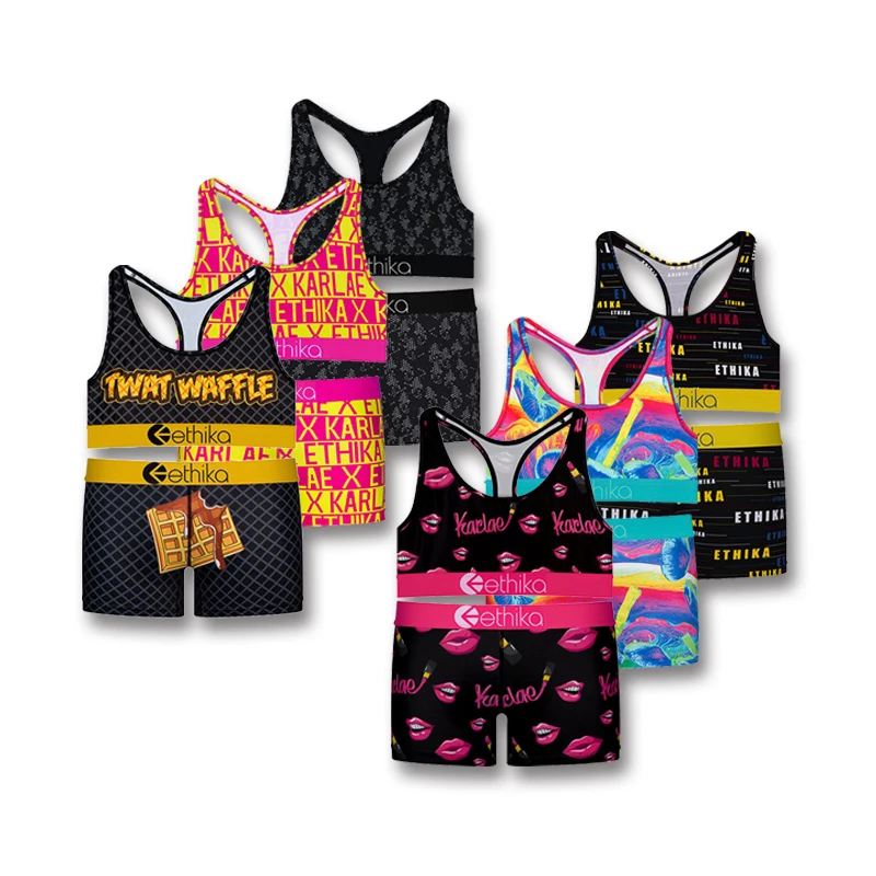 
2020 custom ethika women set 2pc jogger 3 xl plus size bra and short women ethika sets 