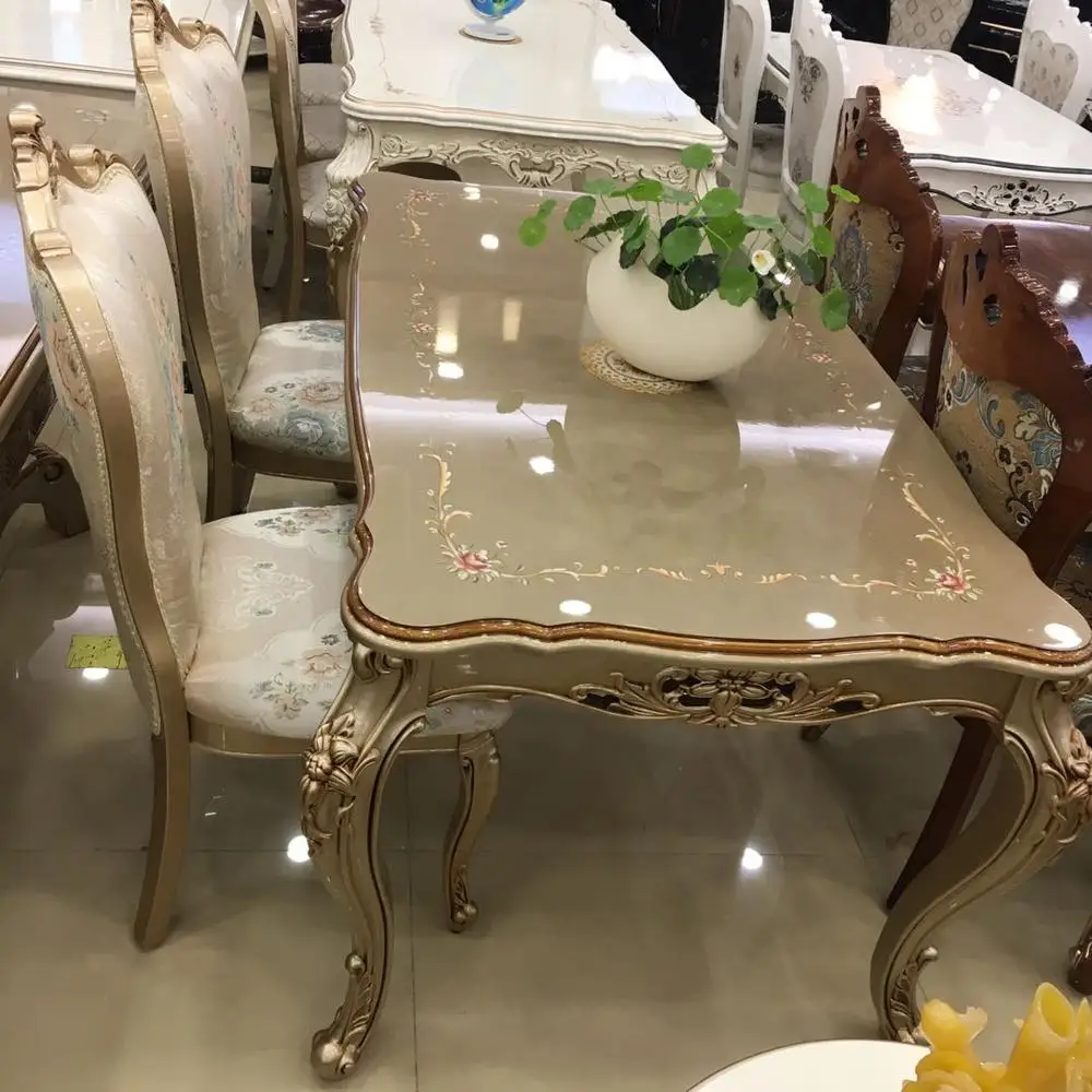 Luxury design dining table and chair set wooden restaurant furniture