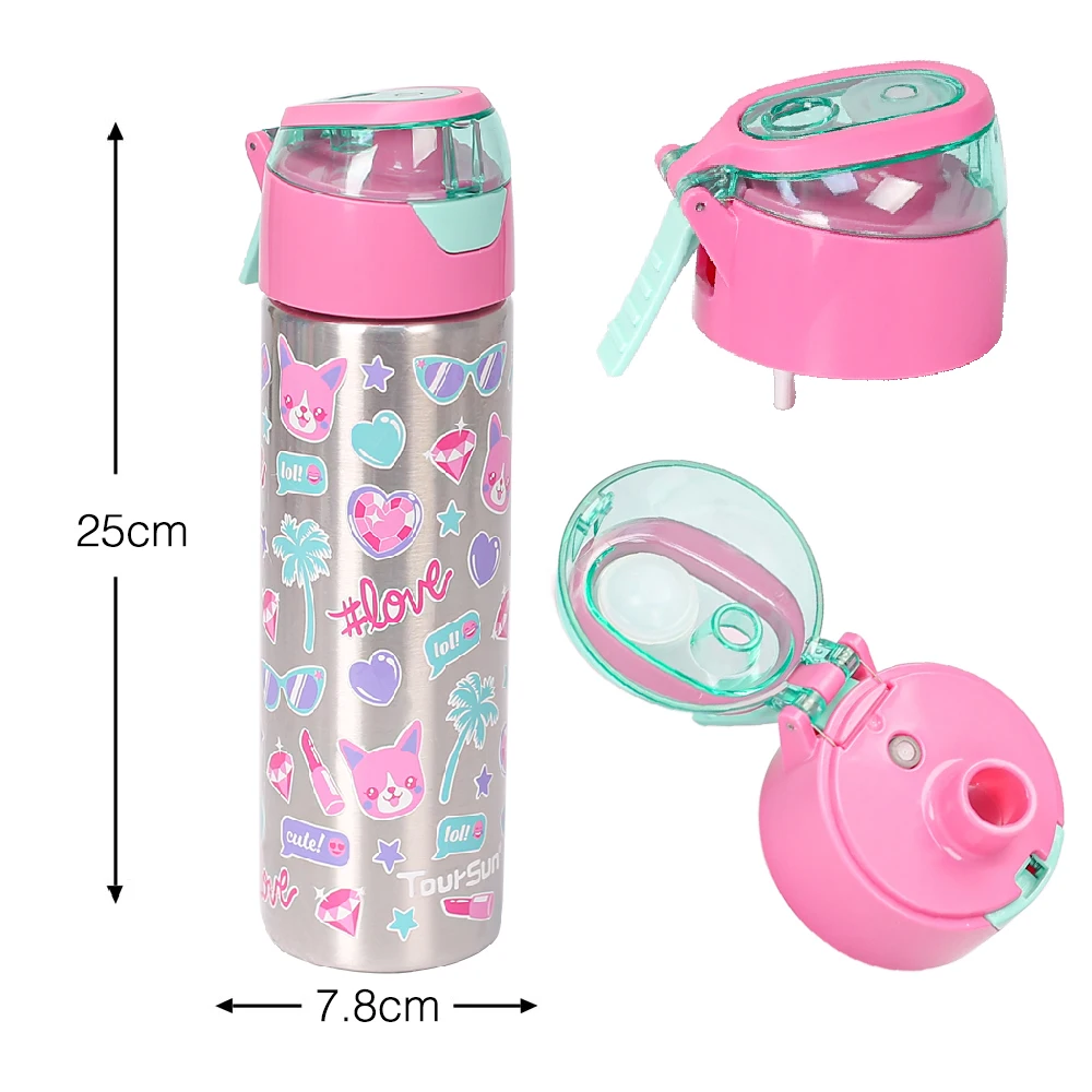 Promotional Stainless Steel Insulated Double Wall Print Kids Cartoon Water Bottles With Custom Logo