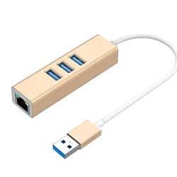 3 Ports USB 3.0 Hub To RJ45 Gigabit Ethernet LAN Wired Network Adapter 10/100/1000 Mbps For Windows Mac wholesale