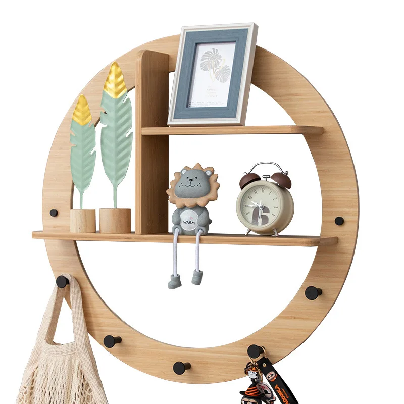 Home wall decoration hanger bedroom wall-mounted shelf porch storage wooden wall shelf