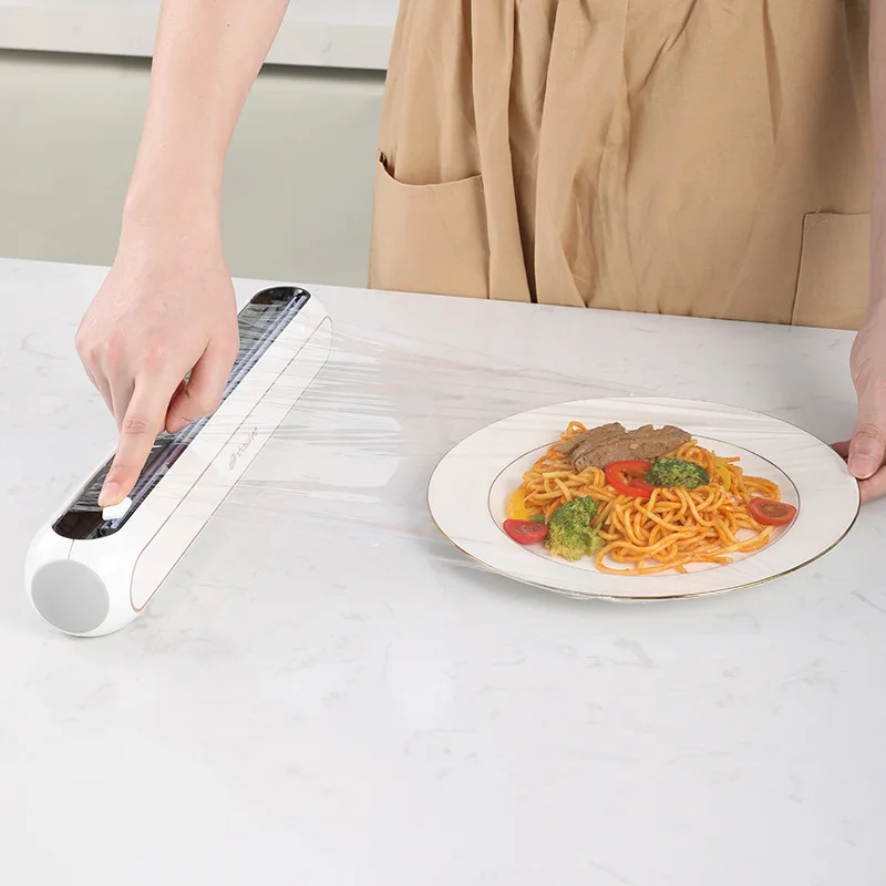 Kitchen Adjustable Cling Film Cutter Reusable Plastic Food Wrap Dispenser