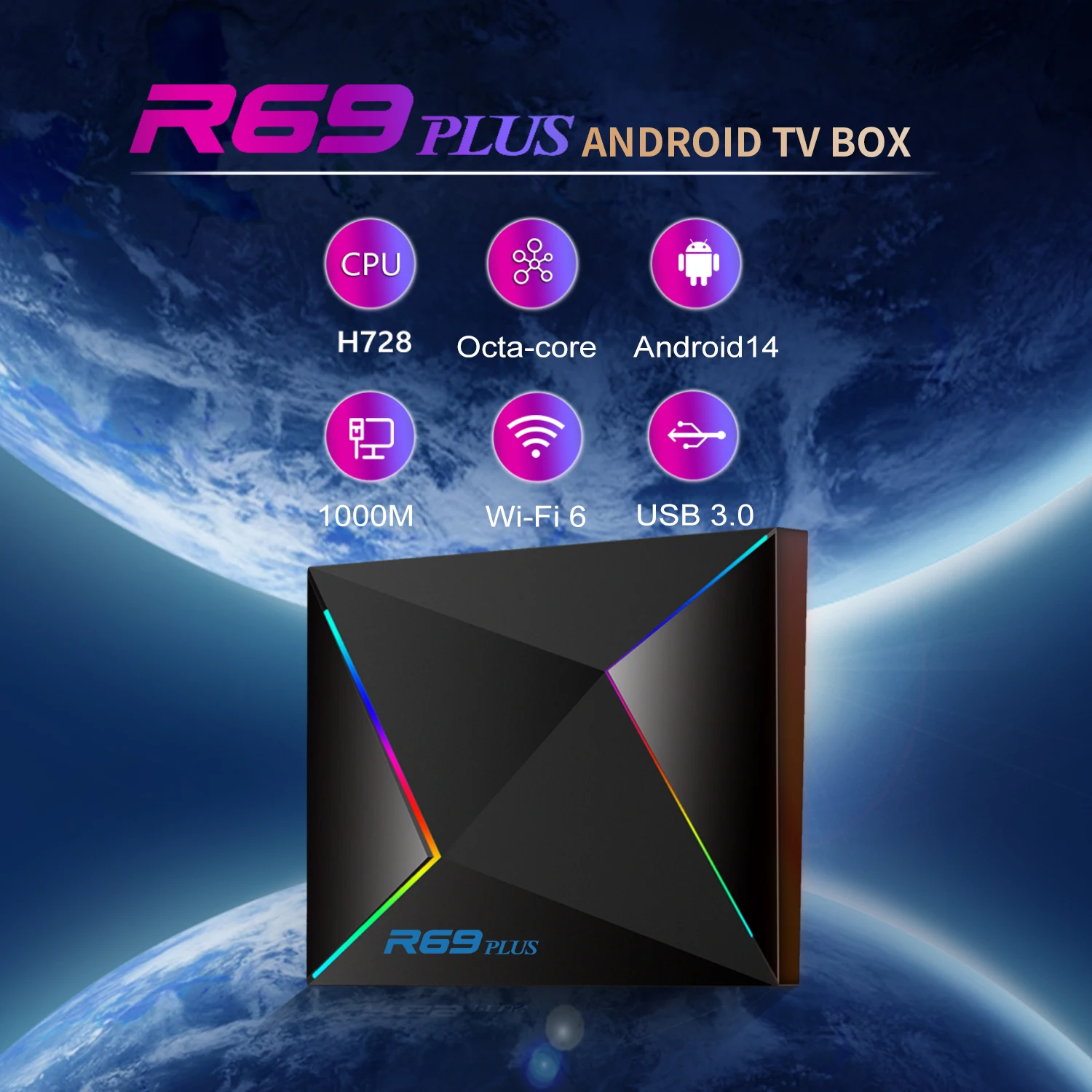 R69 Plus android 14 приставка allwinner H728 чипсет 4 ГБ 64 1000 м WIFI tv box 4k хит продаж