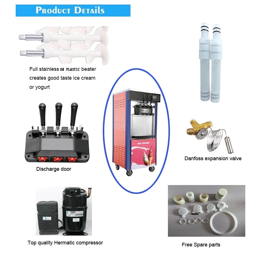 Ice Cream Makers 3 Flavor Automatic Stainless Steel Icecream Making Commercial Soft Serve Ice Cream Machine For Business Prices
