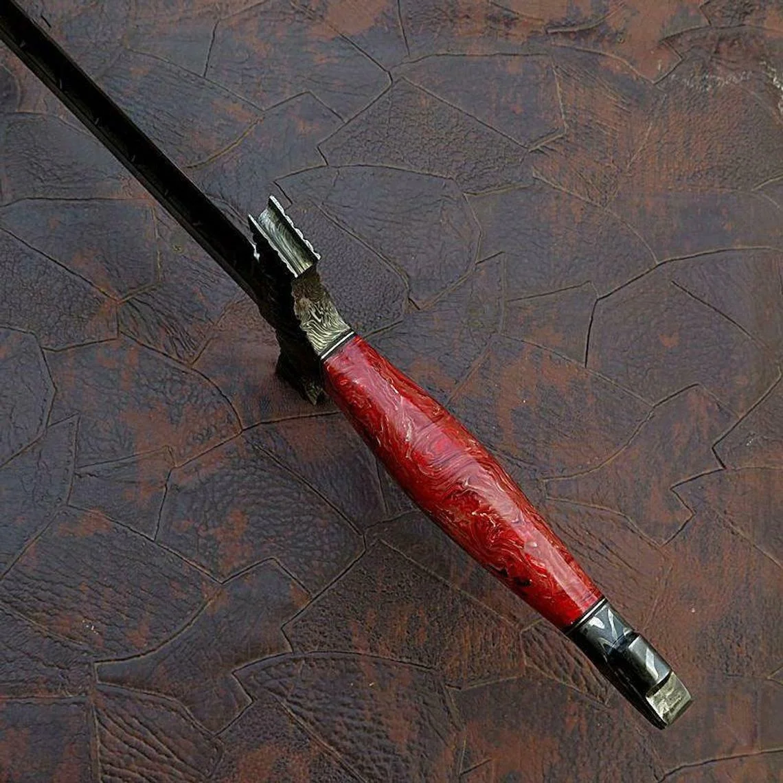 Custom Handmade Damascus Steel Viking Style Sword Longsword Double edge Gladius With Leather sheath out door sword