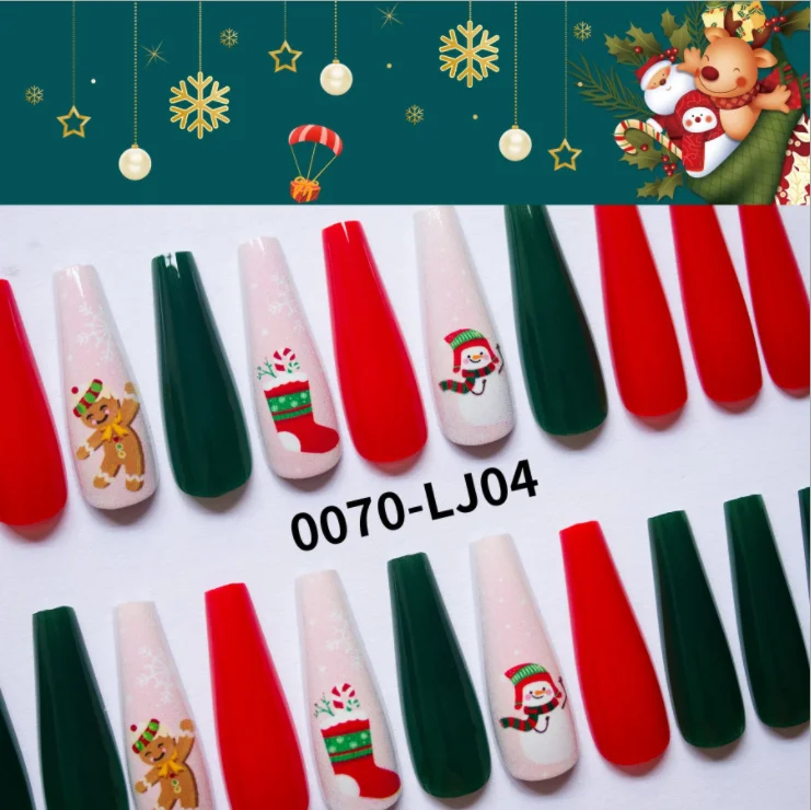Wholesale 12 Design Halloween Horror Festival Christmas Snowman Christmas Wear False Nail Art Tips