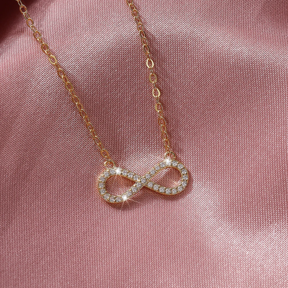CAOSHI 18K Plating Fashionable Infinity Shape Simply Necklaces Cubic Zirconia Micro Insert Trend Women Pendant Necklace