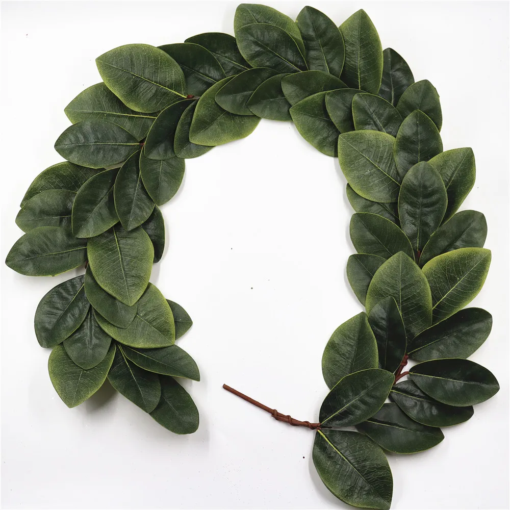 Natural touch artificial green leaves greenery garland wholesale magnolia leaves
