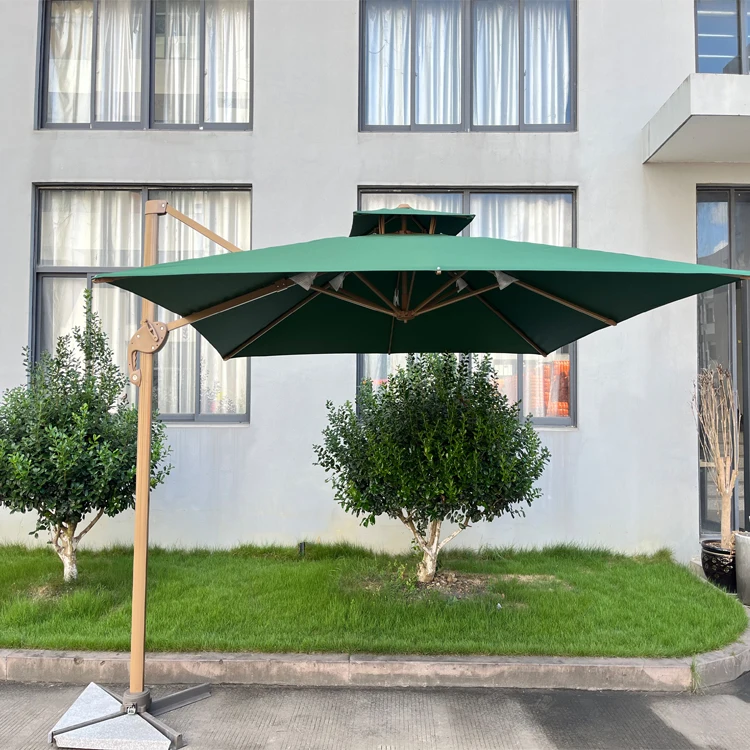 Uplion Big Roma umbrella  Double Top Garden patio Umbrella Aluminum Side Pole with Crank Cross Base Waterproof UV Protection