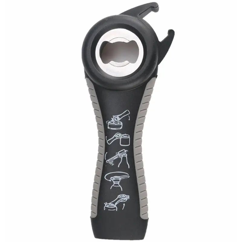 Wholesale 5in1 Multi-function Bottle Opener  Soda Lid Twist Grips Jar  Kitchen Tool 5 In 1 Plastic Stainless Steel Beer Opener