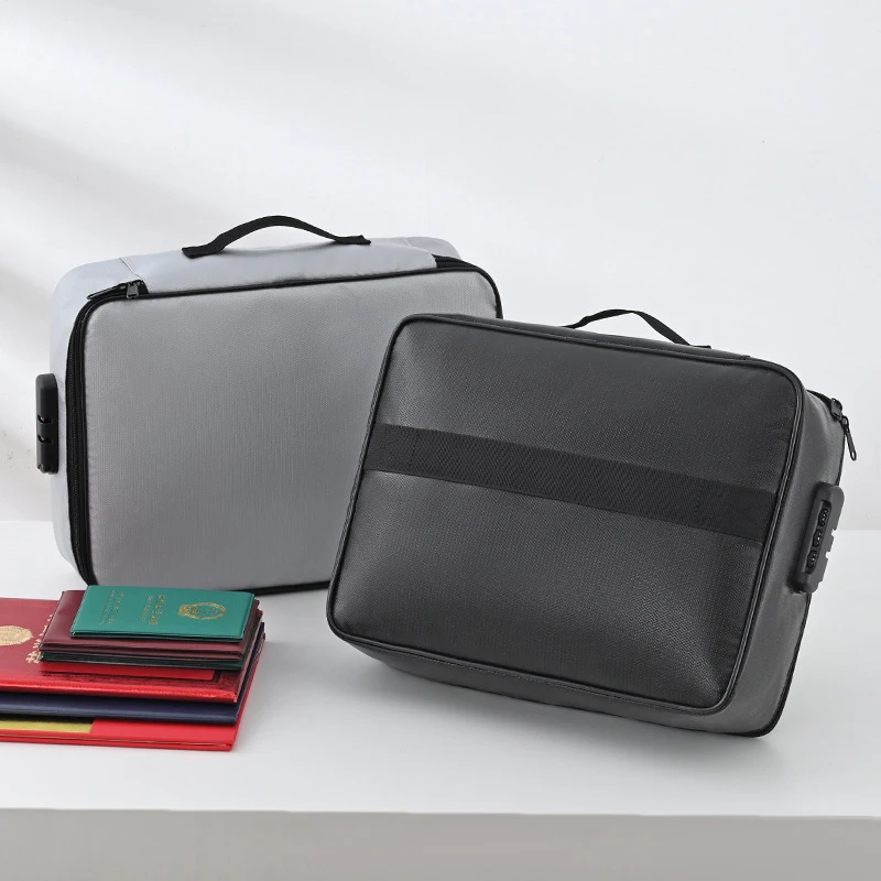 Cheap Oxford cloth zipper documents bags fire and water resistant holder organizer safe storage fireproof document bag with lock