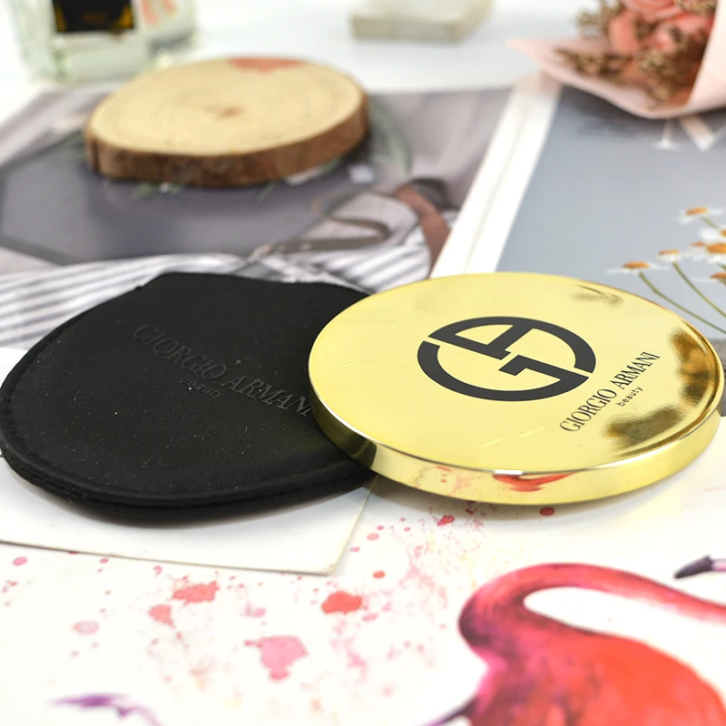 Custom Print Logo Small Vanity Mirror Cute Metal Pocket Round Mini Make Up Round Gold Mirror For Makeup